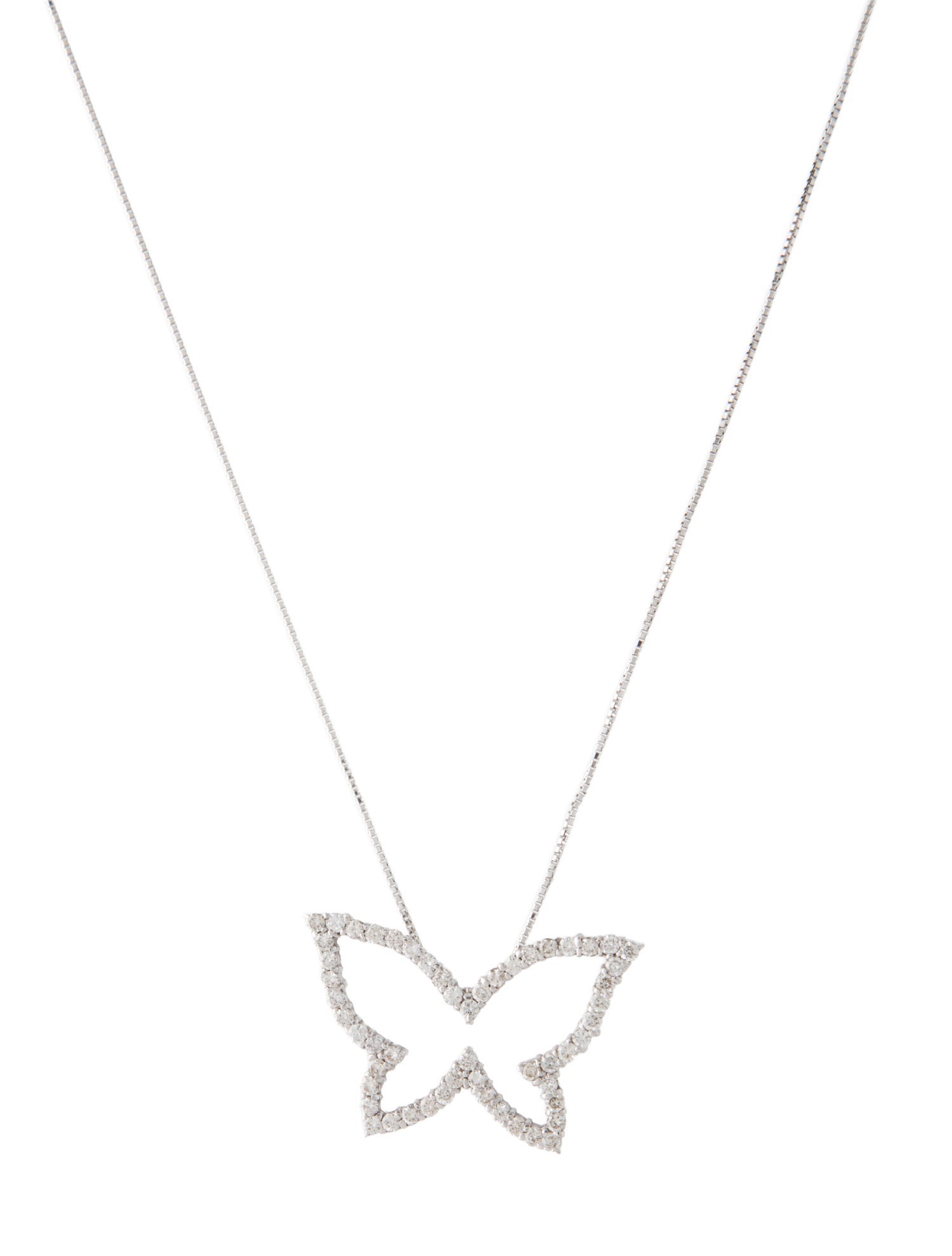 Pendant 18K 1.35ctw Diamond Open Butterfly Necklace