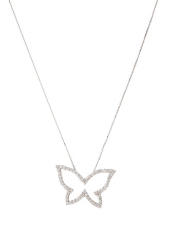 Pendant 18K 1.35ctw Diamond Open Butterfly Pendant Necklace