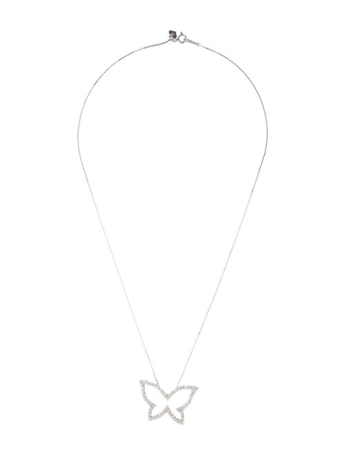 Pendant 18K 1.35ctw Diamond Open Butterfly Pendant Necklace