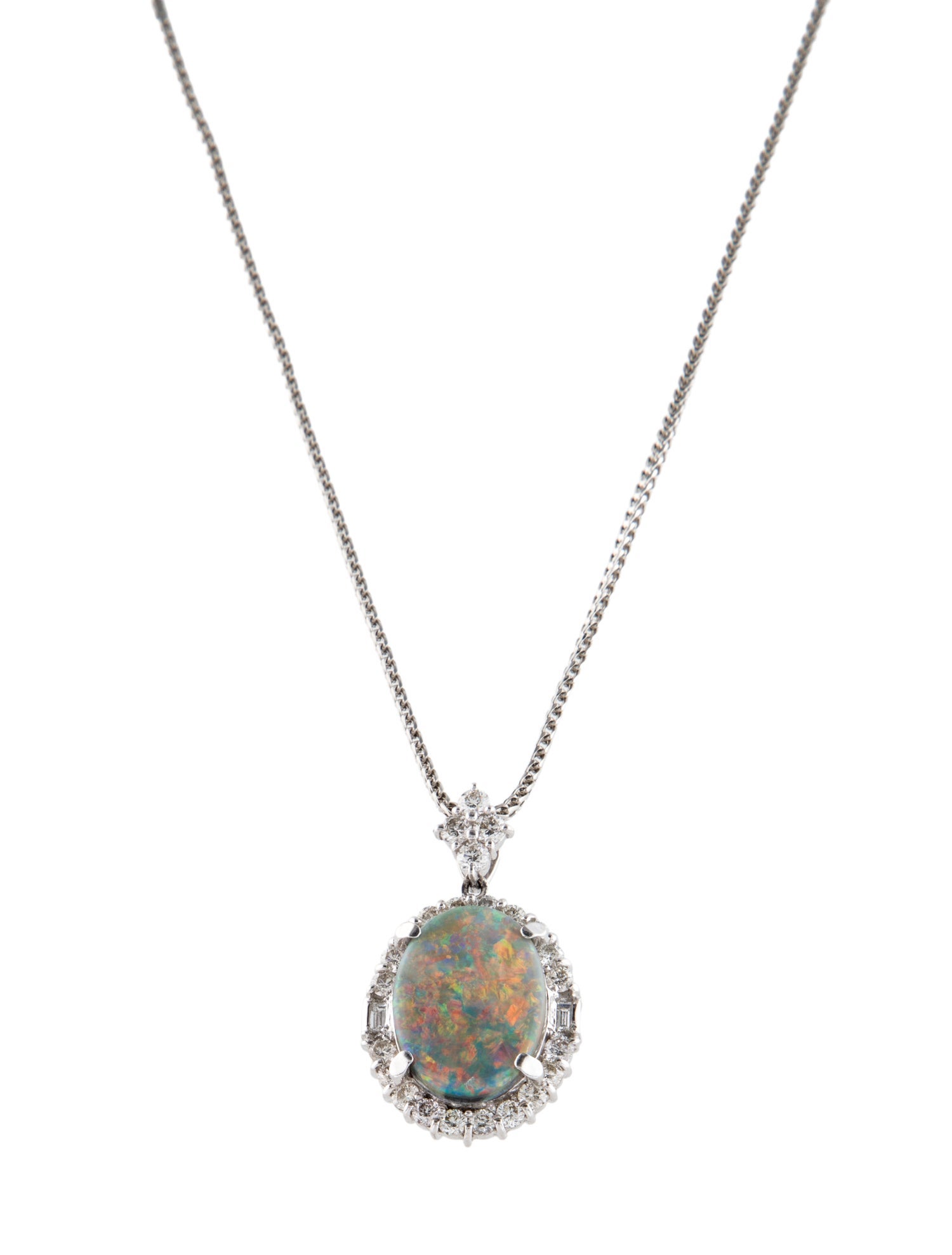 Pendant Platinum 5.22ct Opal & Diamond Pendant Necklace