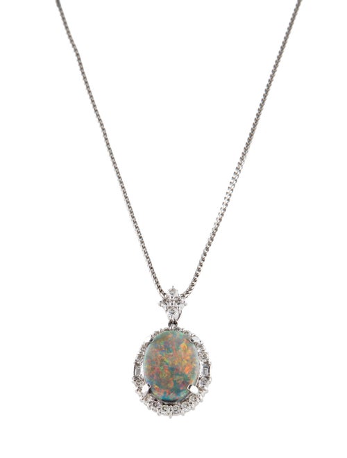 Pendant Platinum 5.22ct Opal & Diamond Pendant Necklace