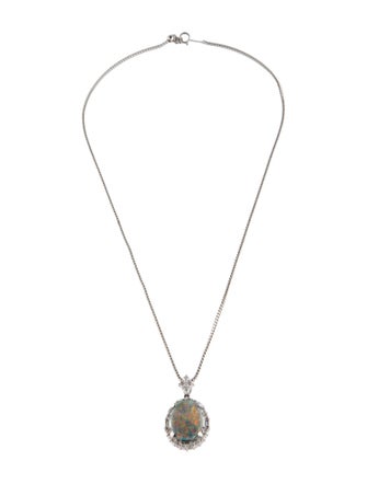 Pendant Platinum 5.22ct Opal & Diamond Pendant Necklace