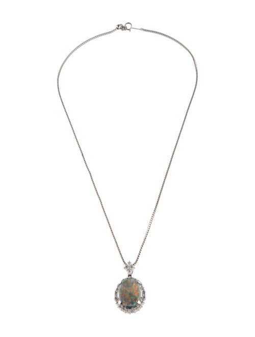 Pendant Platinum 5.22ct Opal & Diamond Pendant Necklace