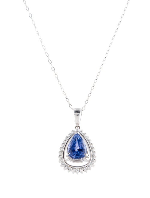 Pendant Platinum 3.15ct Sapphire & Diamond Pendant Necklace