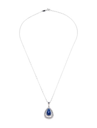 Pendant Platinum 3.15ct Sapphire & Diamond Pendant Necklace