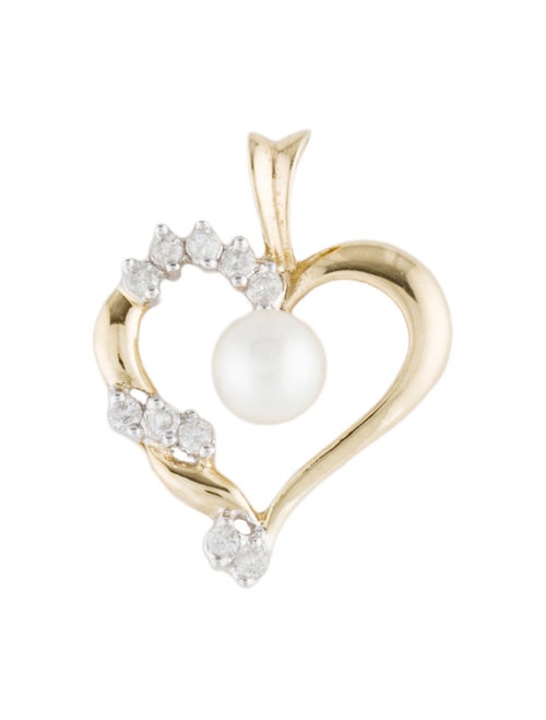 Pendant 14K Pearl & Diamond Heart Pendant