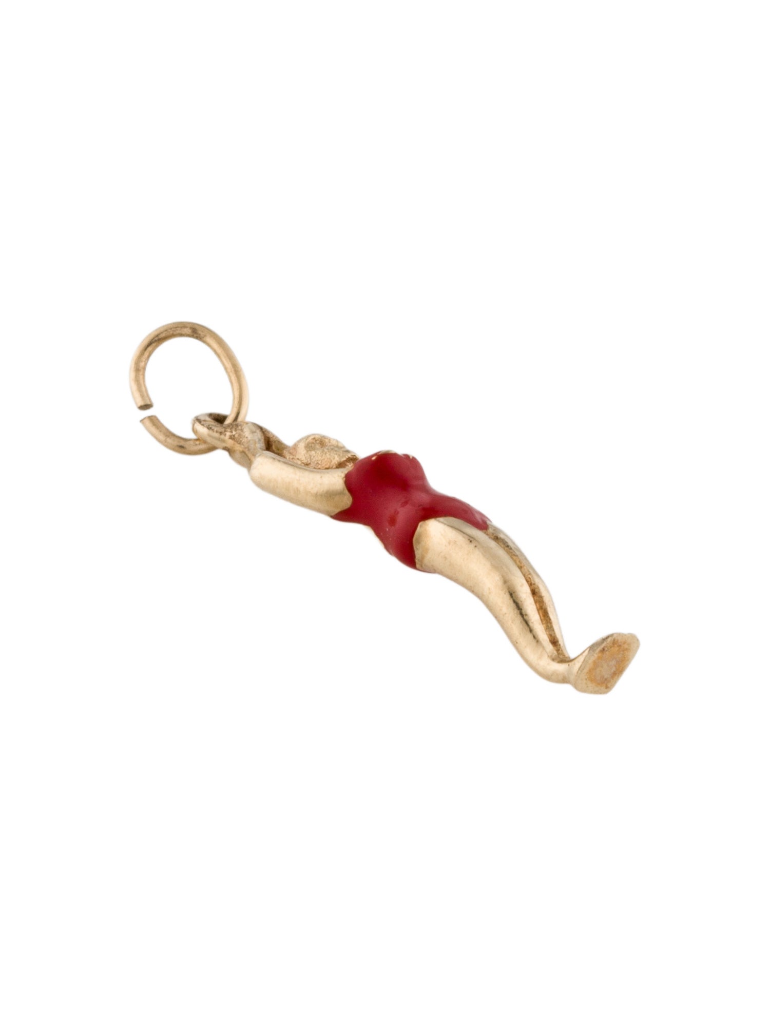 Pendant 14K Enamel Female Swimmer Charm Pendant