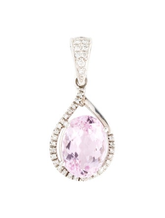 Pendant 18K 6.90ct Kunzite & Diamond Pendant