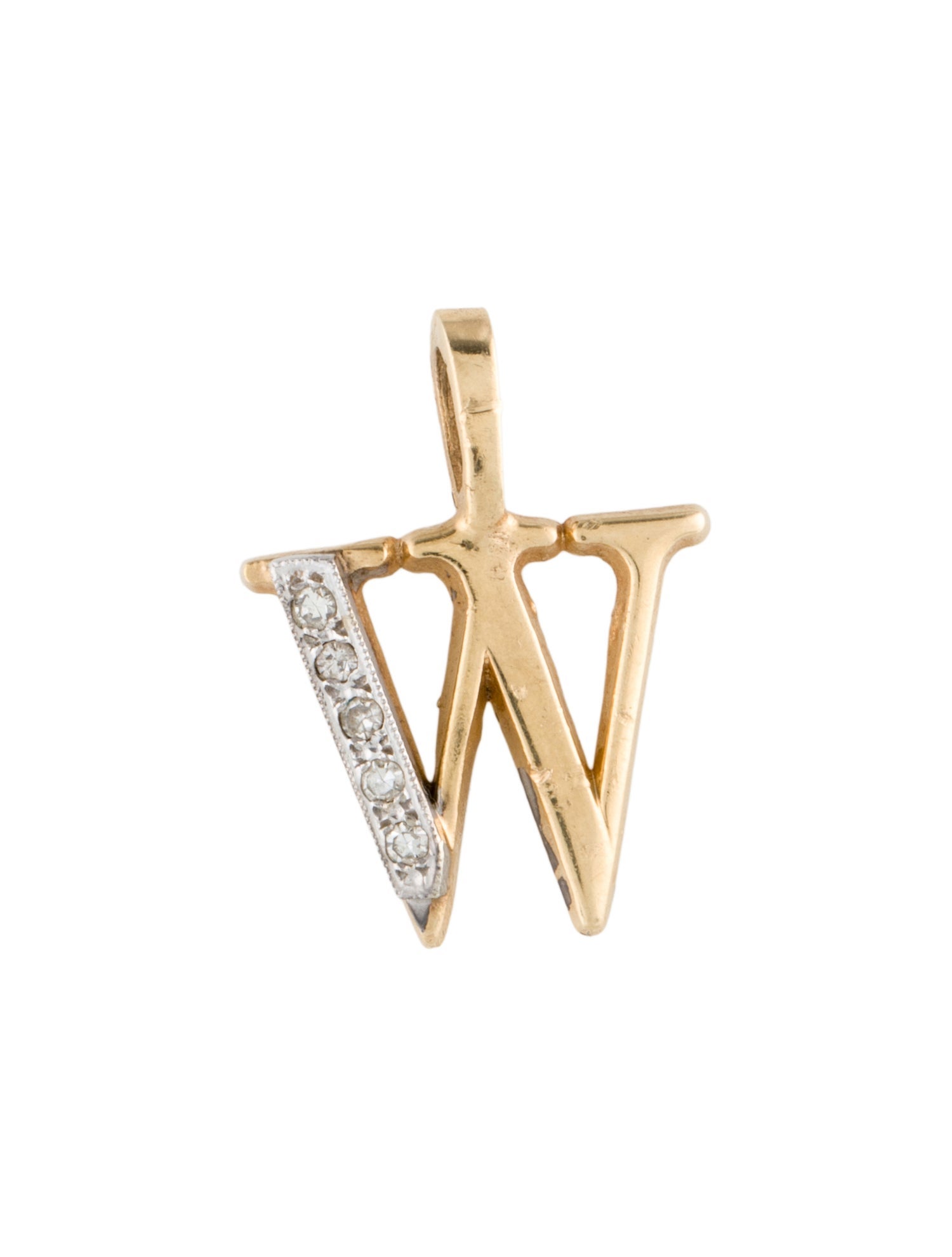 Pendant 14K Diamond Initial 'W'