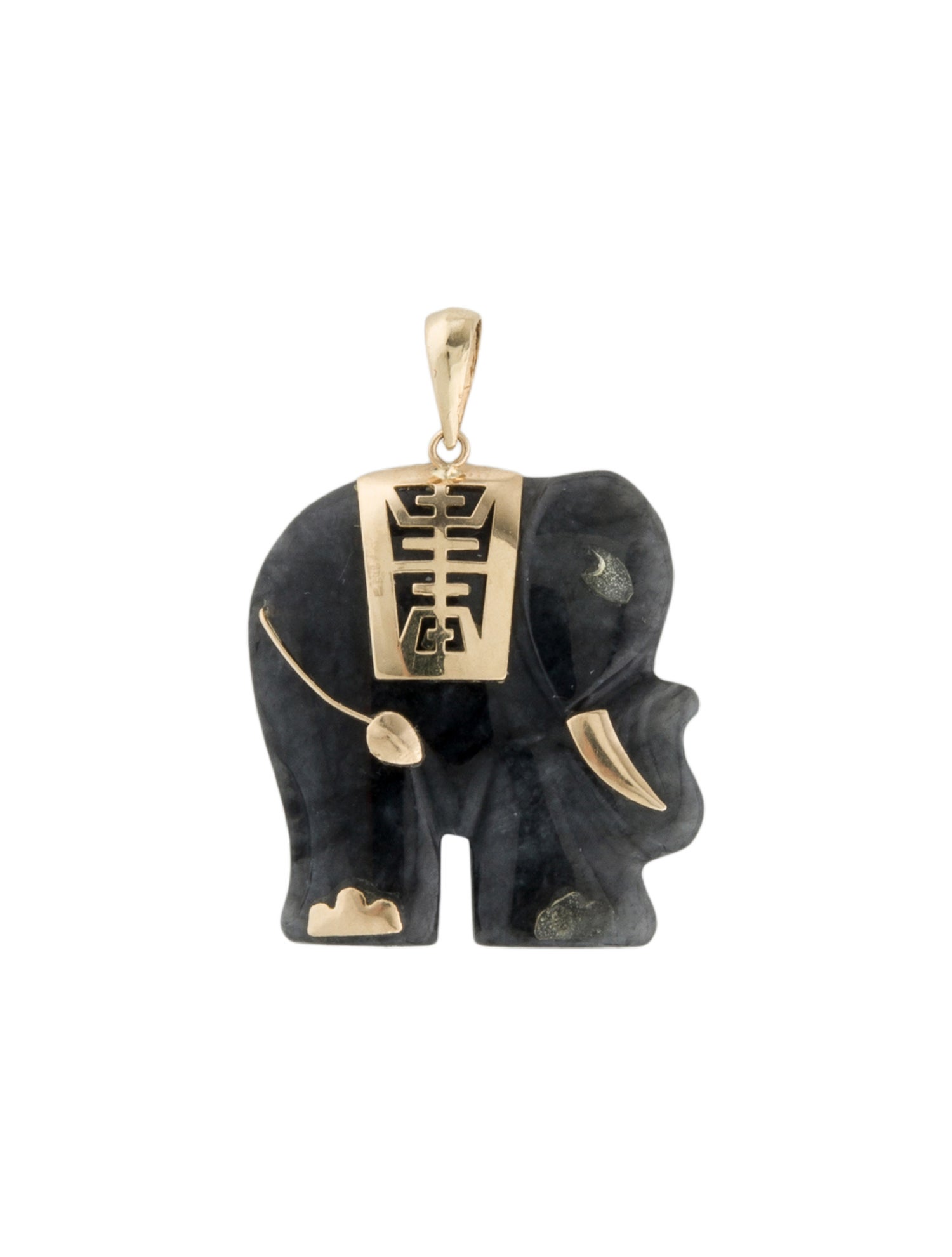 Pendant 14K Jadeite Elephant Pendant