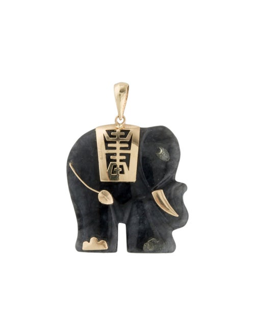 Pendant 14K Jadeite Elephant Pendant