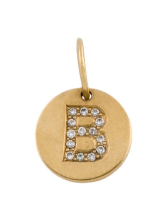 Pendant 18K Diamond Letter 'B' Disc Pendant
