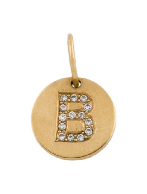 Pendant 18K Diamond Letter 'B' Disc Pendant