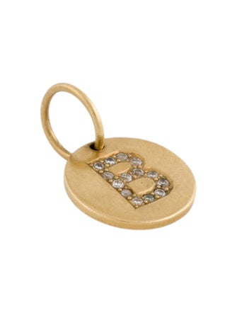 Pendant 18K Diamond Letter 'B' Disc Pendant