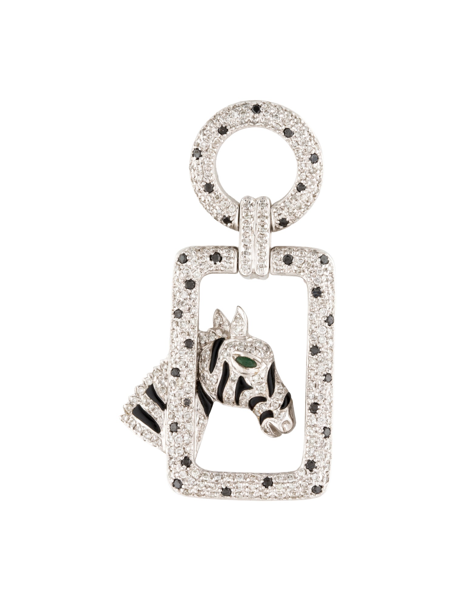 Pendant 18K Emerald, Onyx & Diamond Zebra