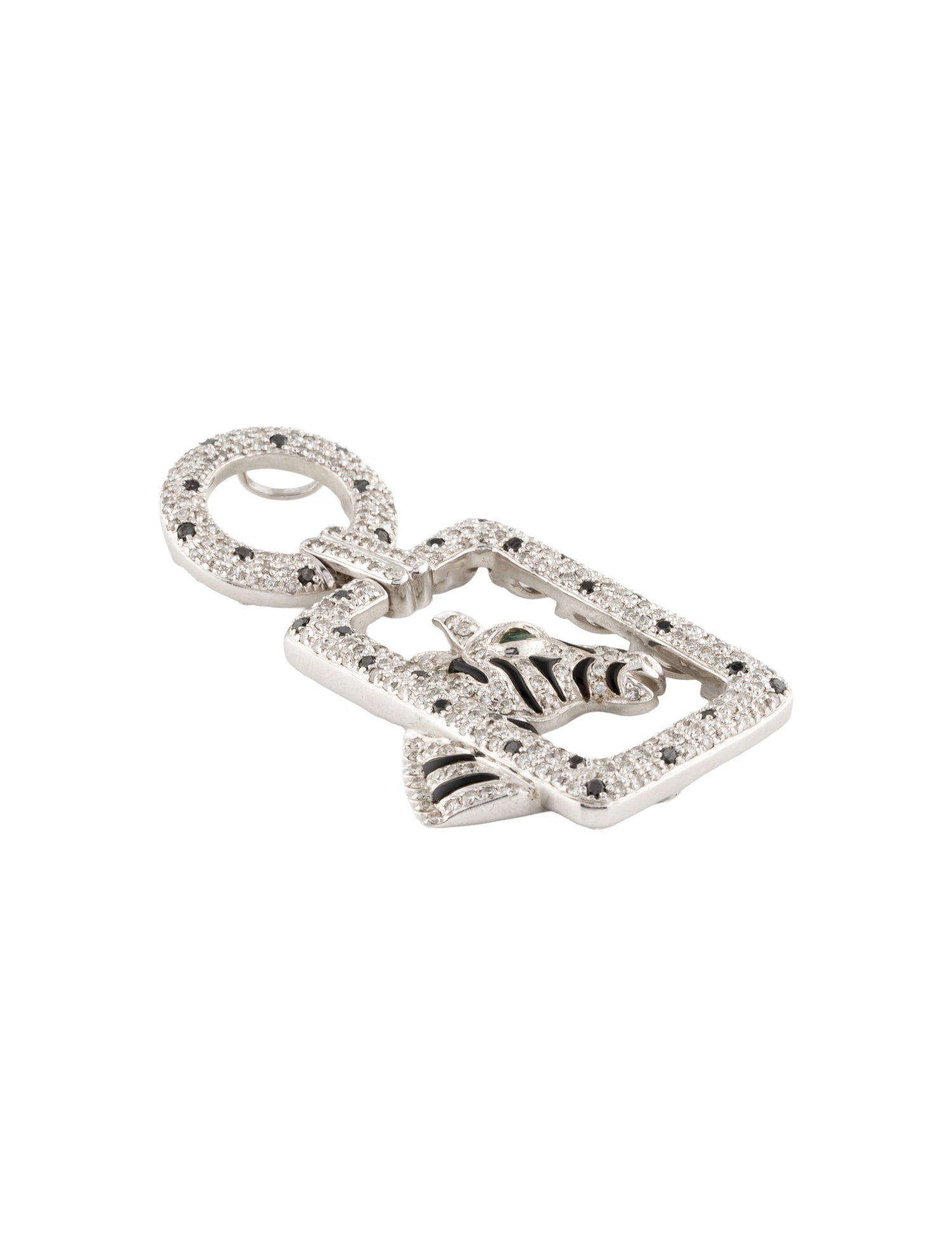 Pendant 18K Emerald, Onyx & Diamond Zebra