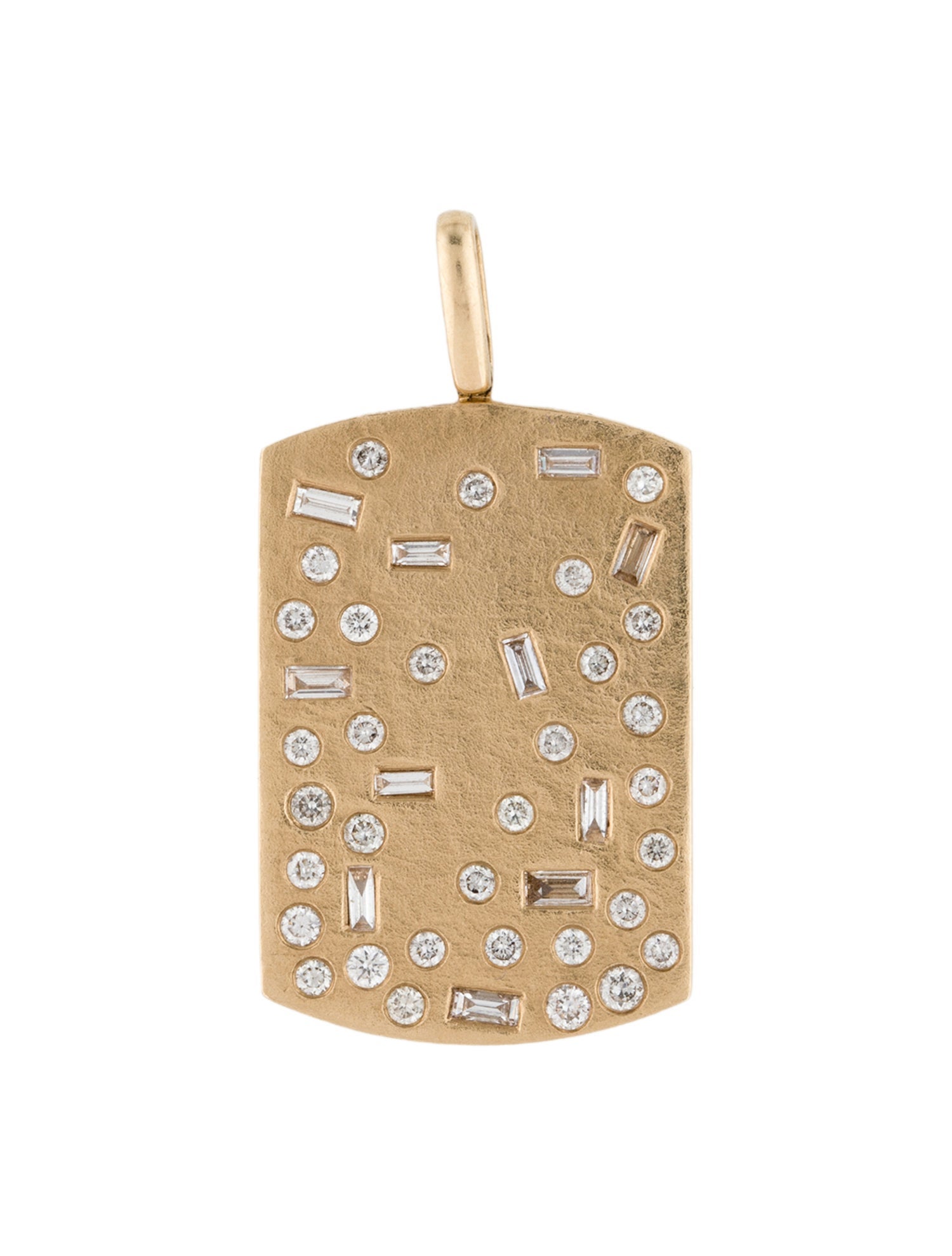 Pendant 14K Satin Finished Diamond Tag