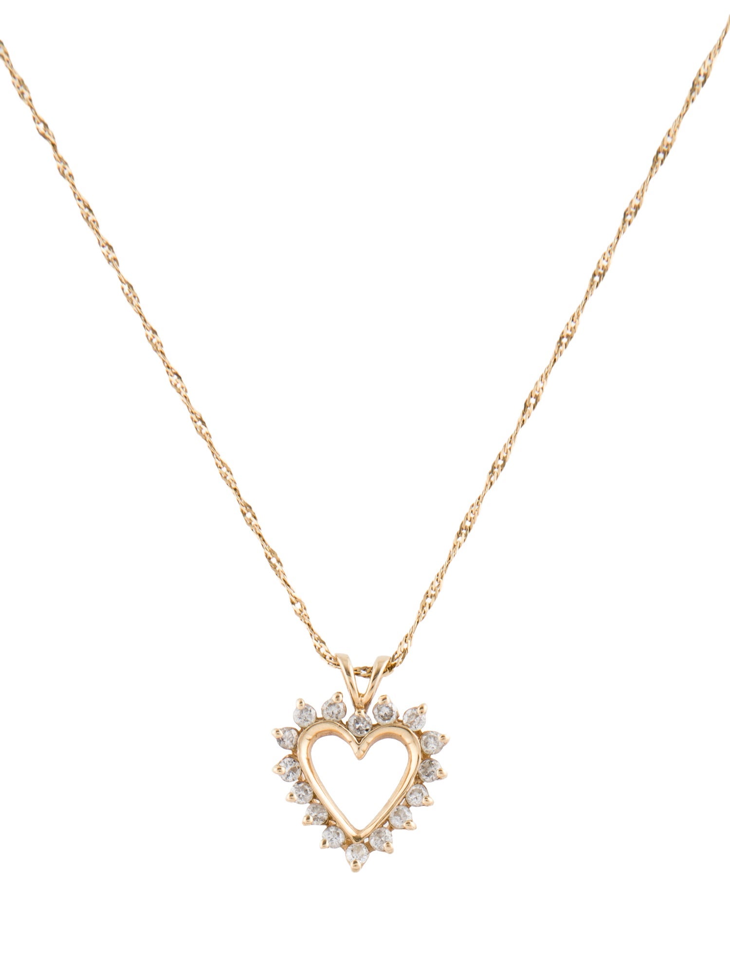 Pendant 14K Diamond Open Heart Necklace