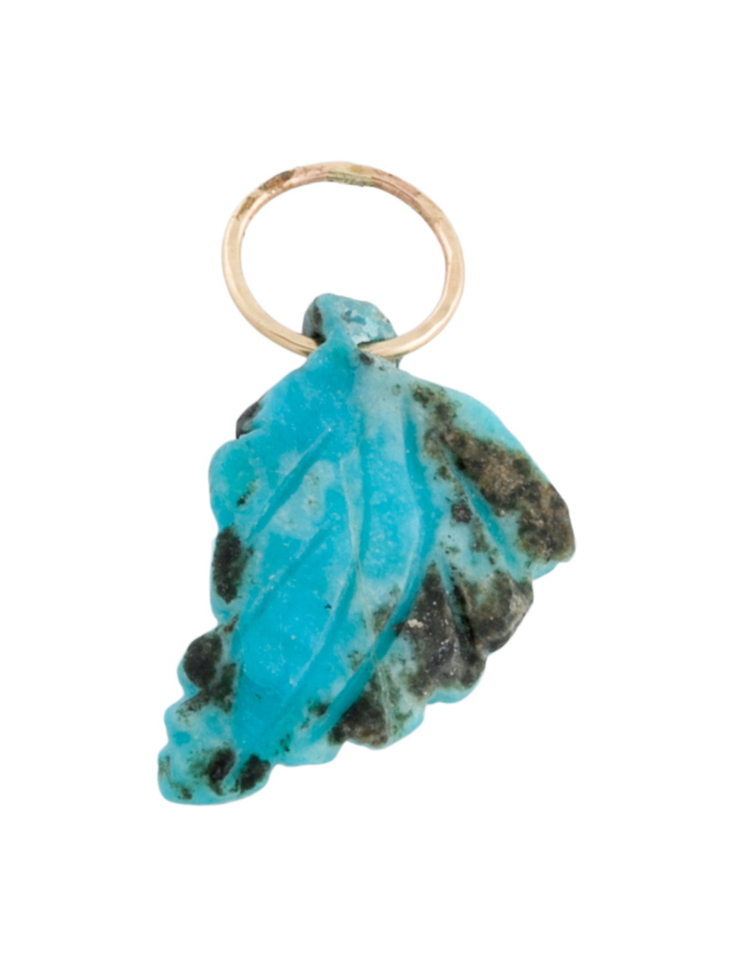 Pendant 14K Carved Turquoise Leaf Pendant