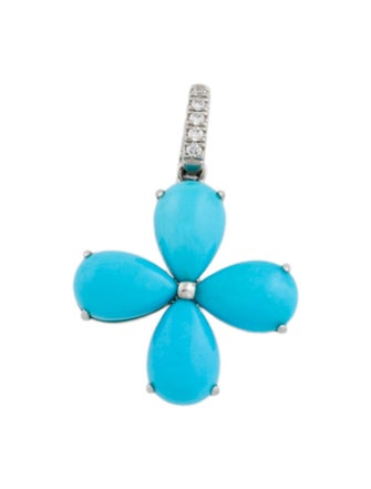 Pendant Platinum 1.37ctw Turquoise & Diamond Pendant