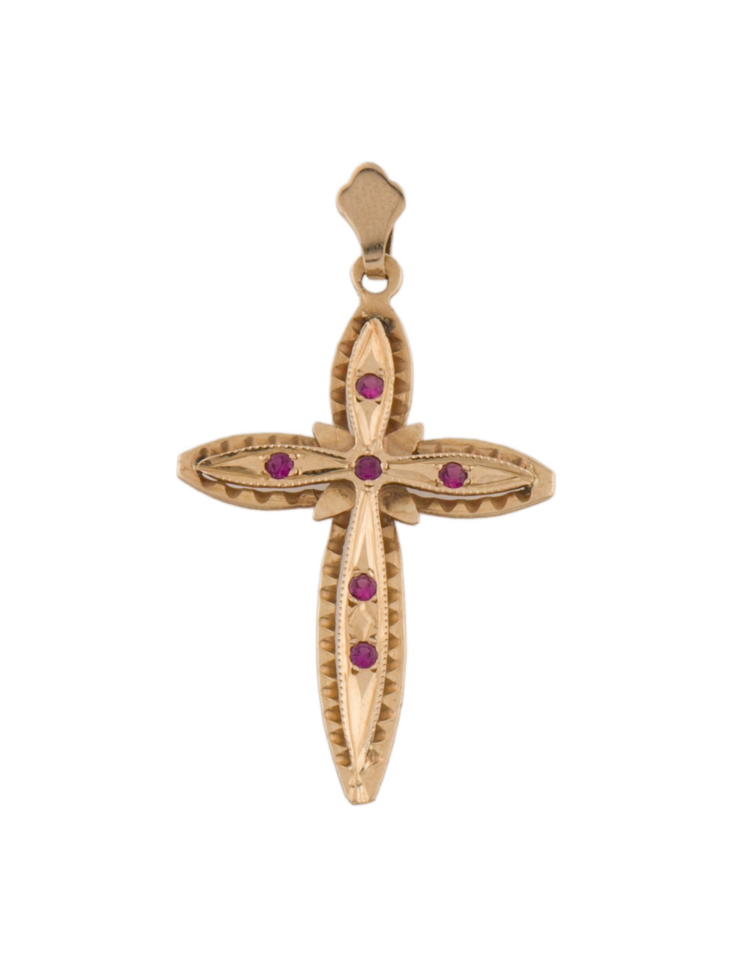 Pendant 18K Synthetic Ruby Cross