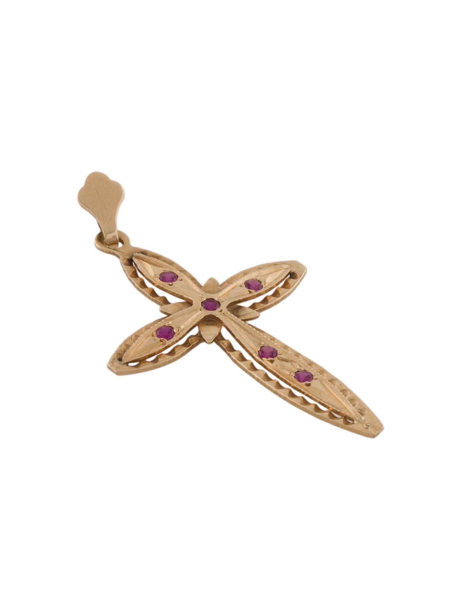 Pendant 18K Synthetic Ruby Cross