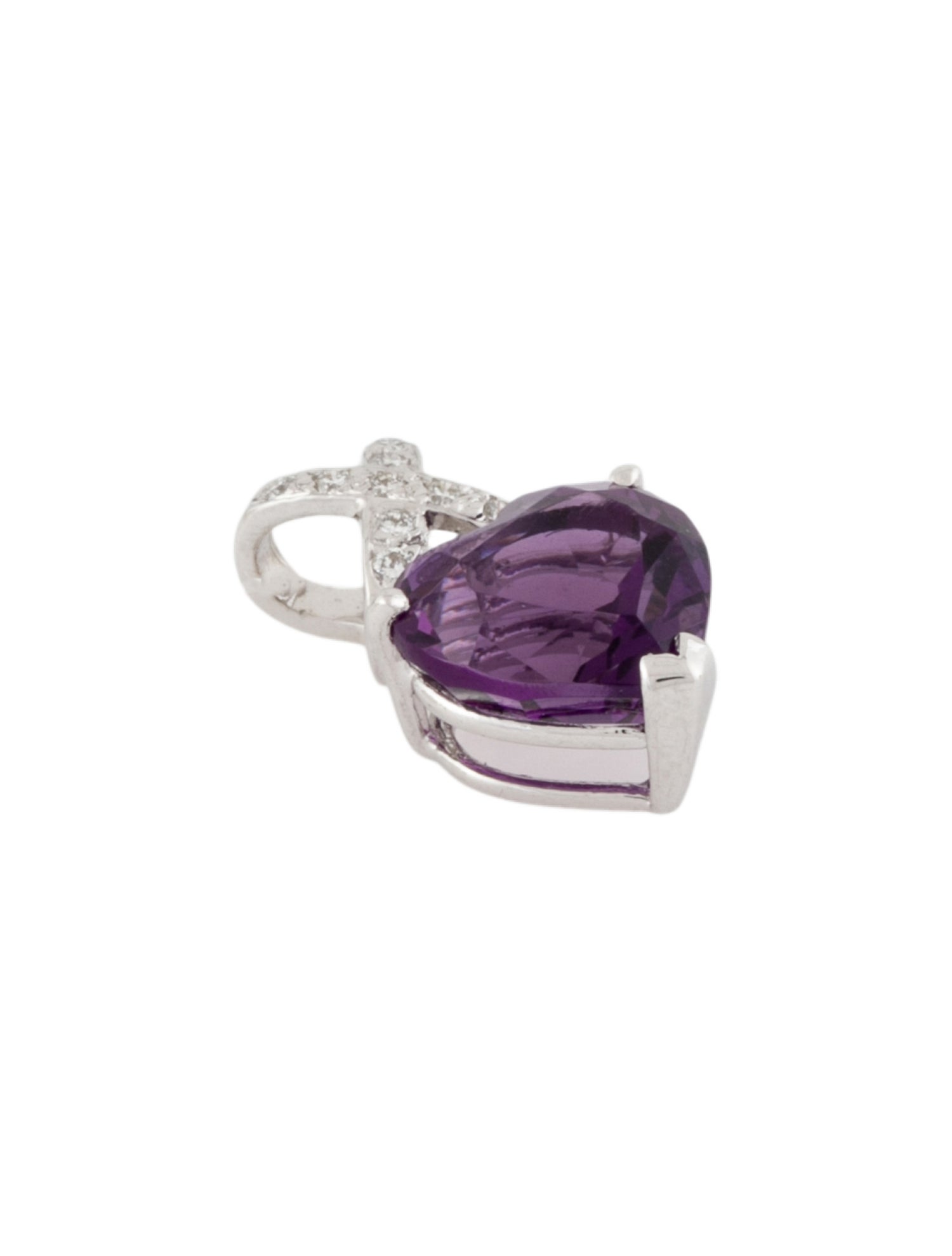 Pendant 18K Amethyst & Diamond Heart