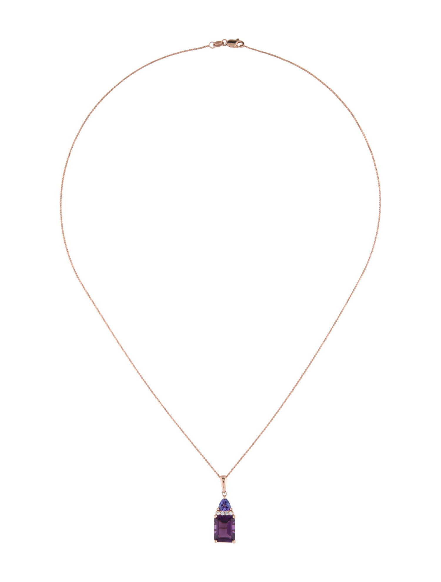 Pendant 14K Amethyst, Tanzanite & Diamond Necklace
