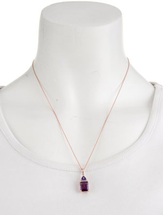 Pendant 14K Amethyst, Tanzanite & Diamond Pendant Necklace