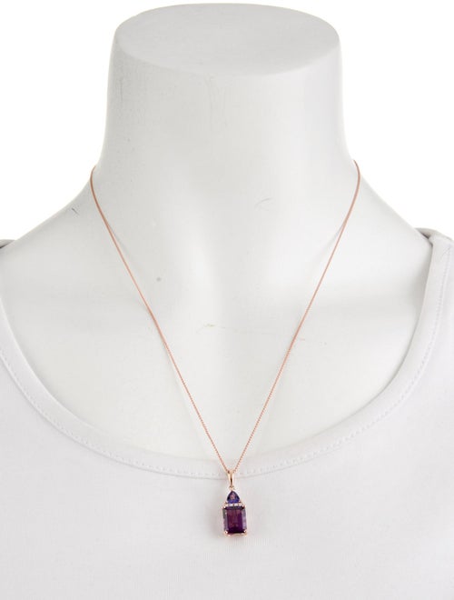Pendant 14K Amethyst, Tanzanite & Diamond Pendant Necklace
