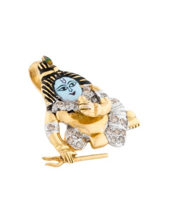 Pendant 14K Krishna Diamond & Enamel Pendant
