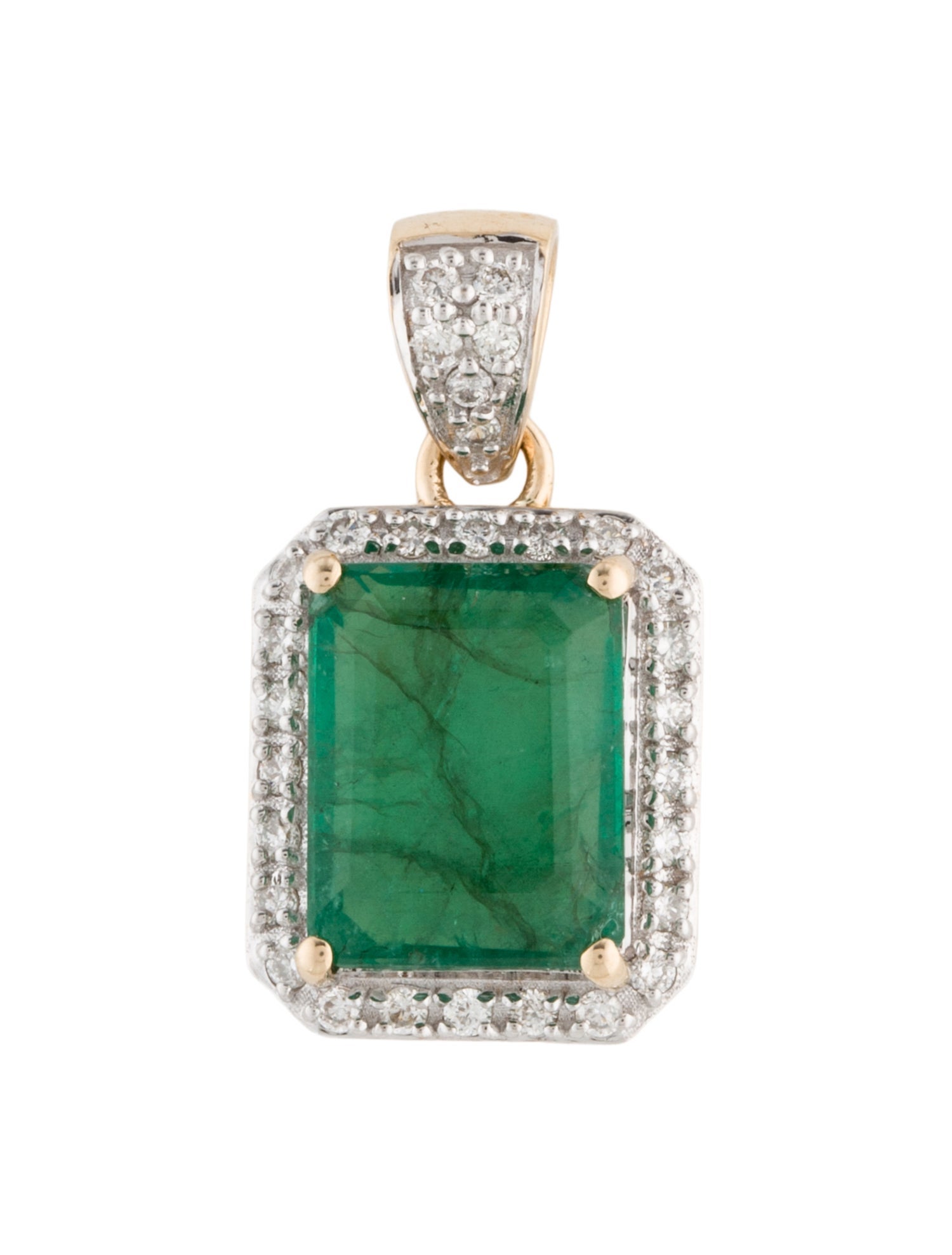 Pendant 14K 2.31ct Emerald & Diamond Pendant