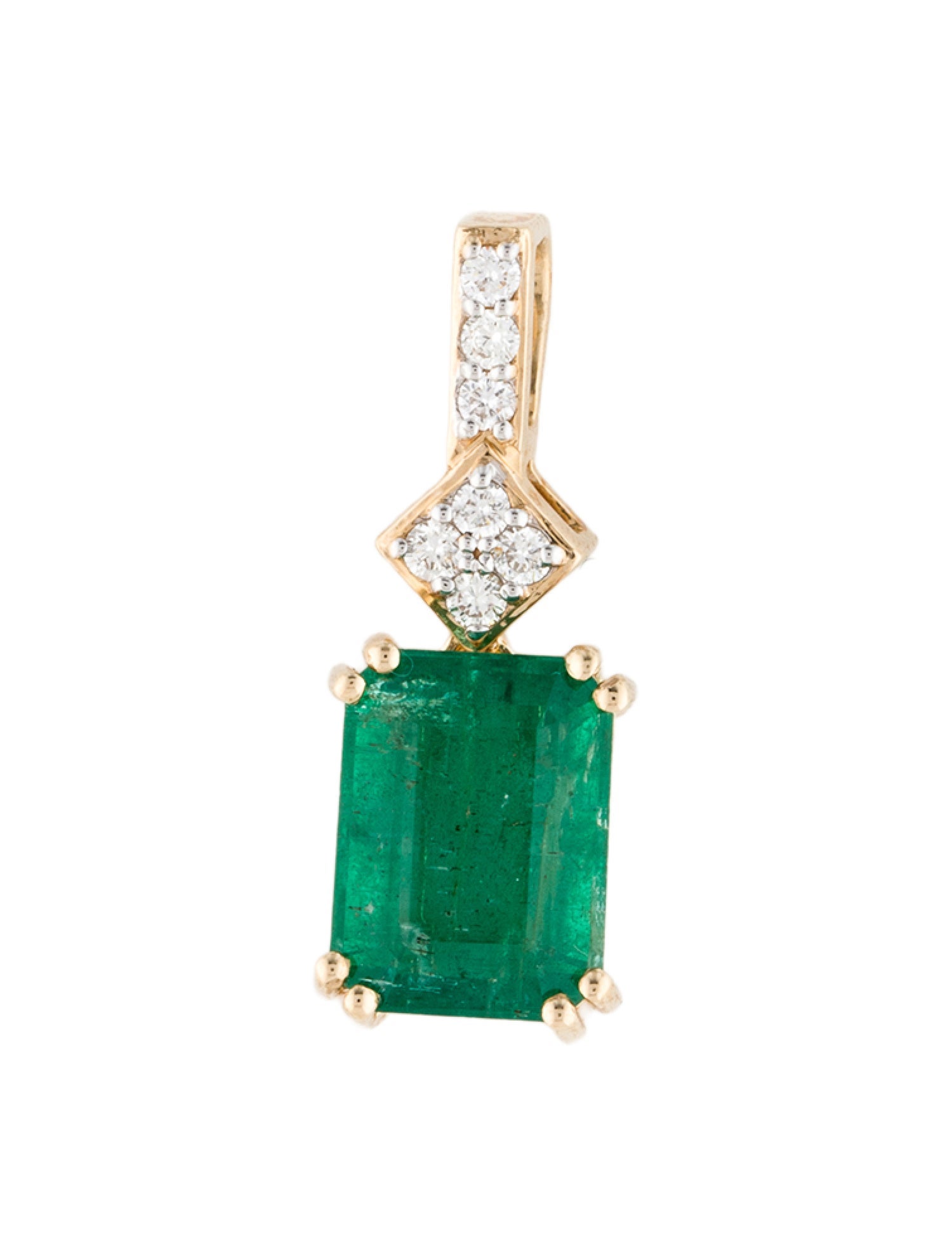 Pendant 14K 1.72ct Emerald & Diamond Pendant