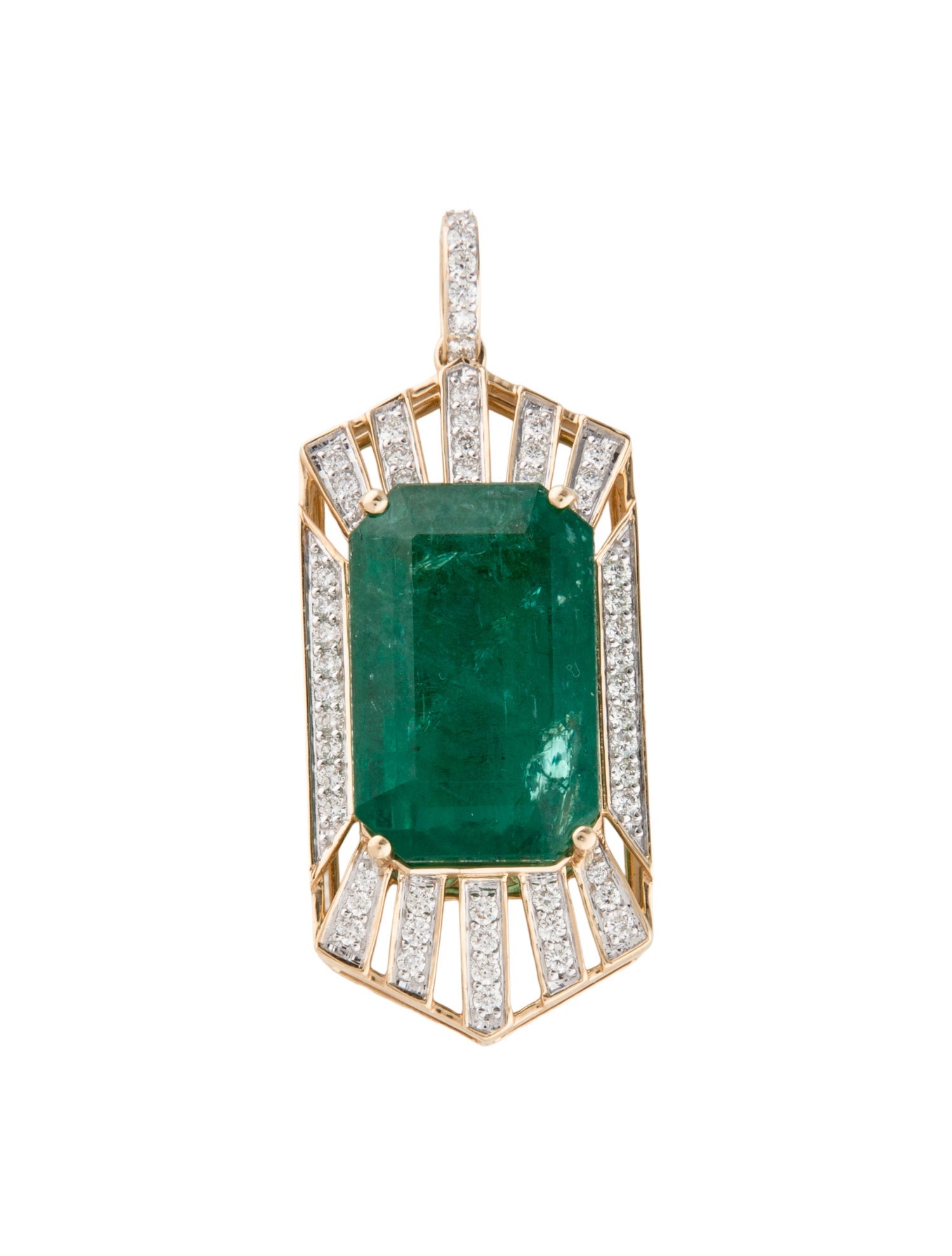 Pendant 14K 18.60ct Emerald & Diamond