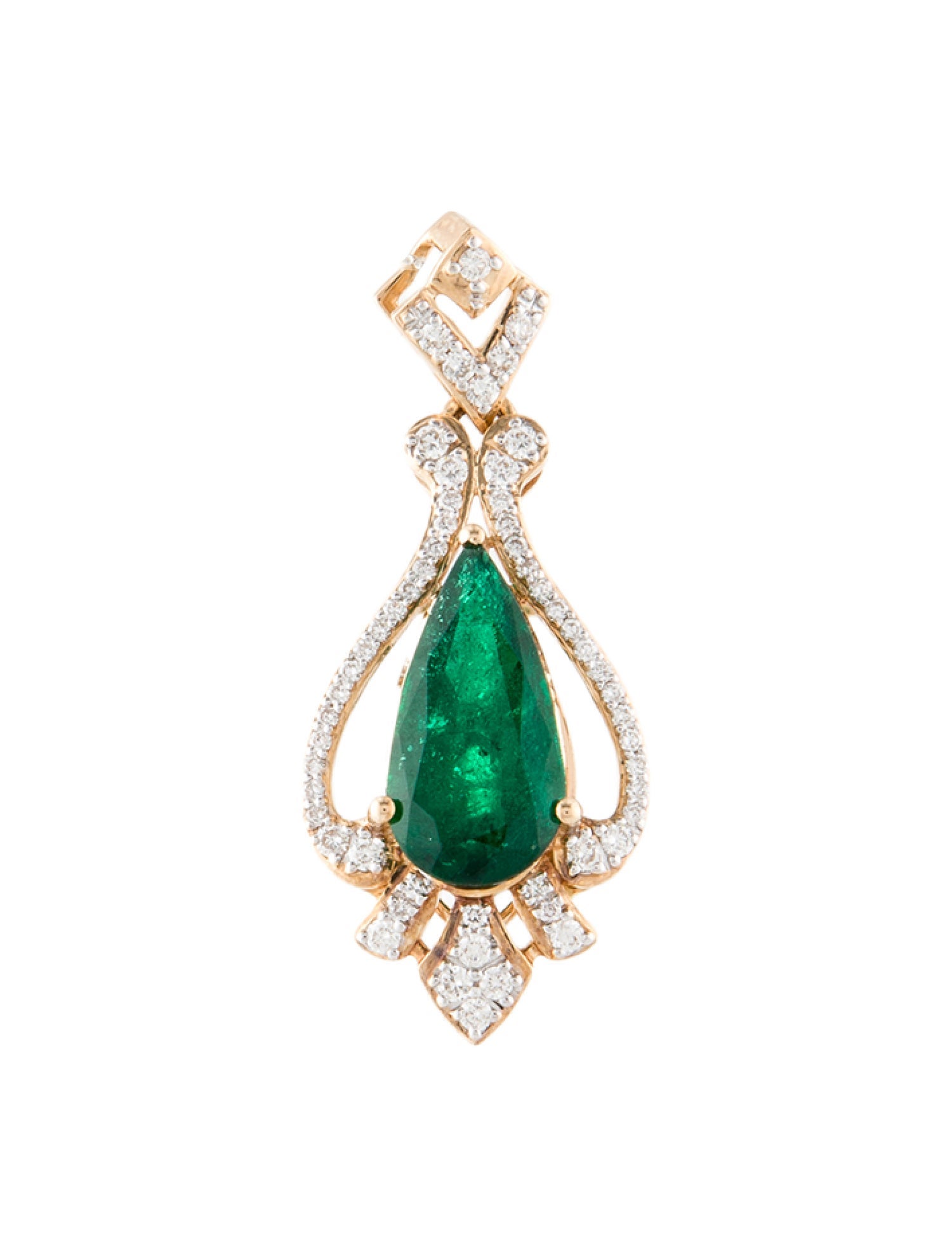 Pendant 14K 3.05ct Emerald & Diamond
