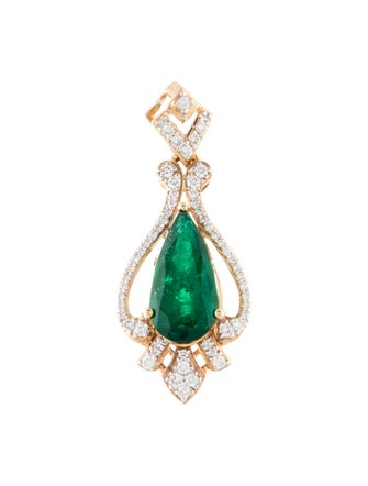 Pendant 14K 3.05ct Emerald & Diamond Pendant