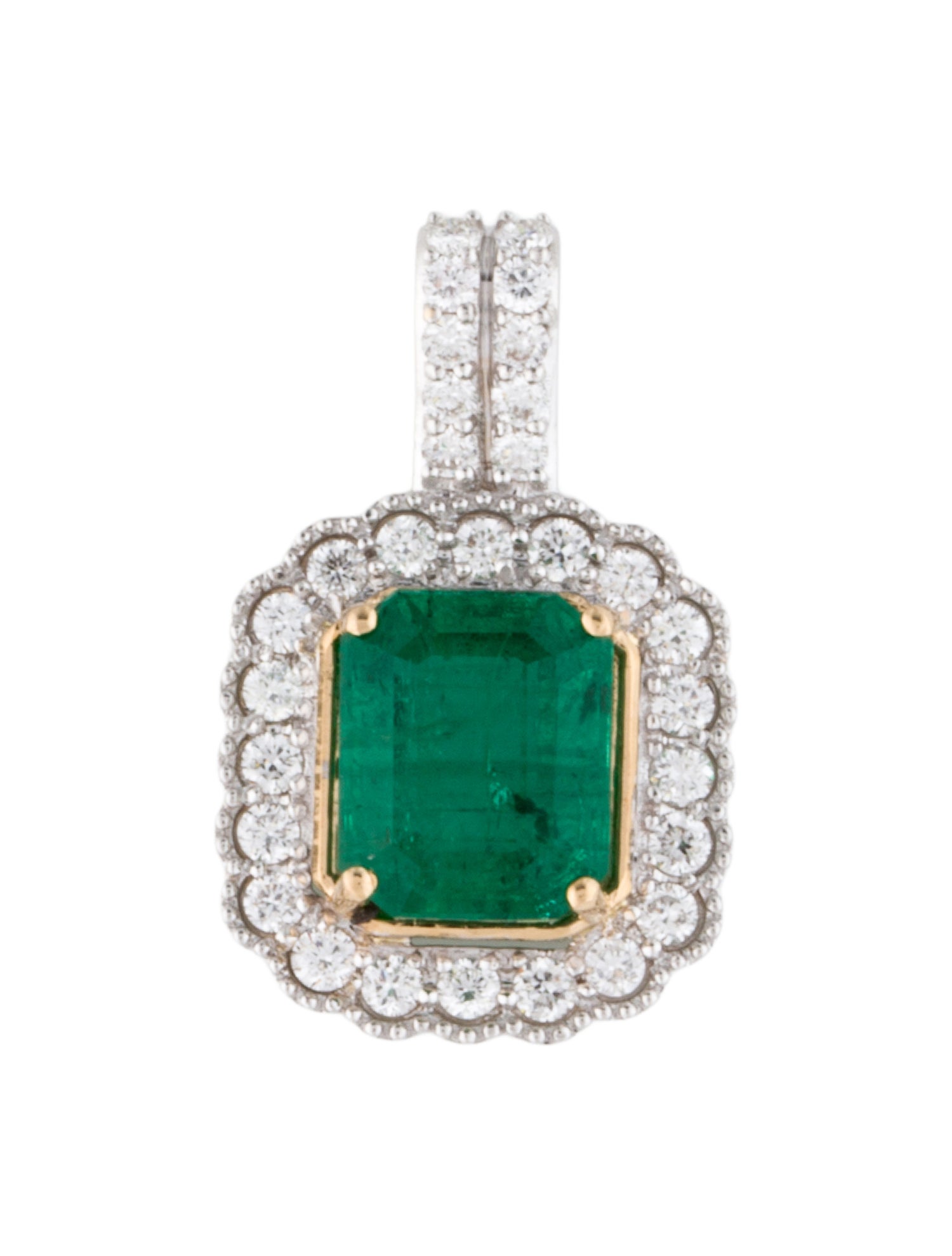 Pendant 18K 1.69ct Emerald & Diamond Pendant