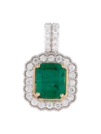 Pendant 18K 1.69ct Emerald & Diamond Pendant