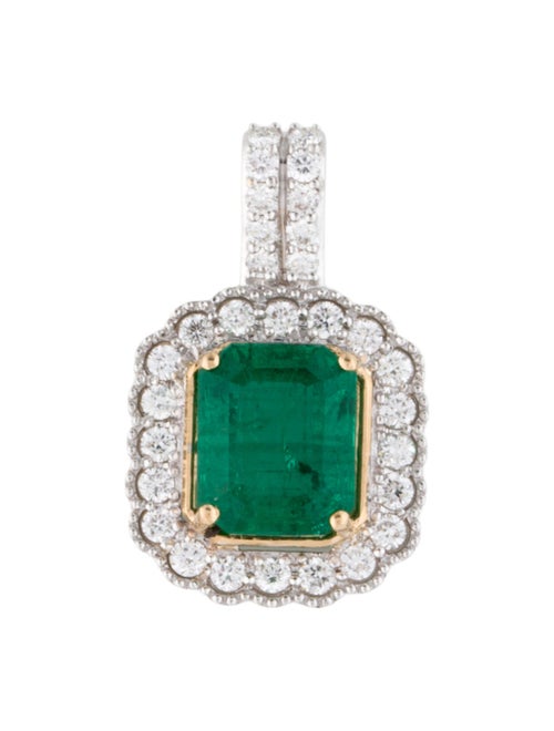 Pendant 18K 1.69ct Emerald & Diamond Pendant