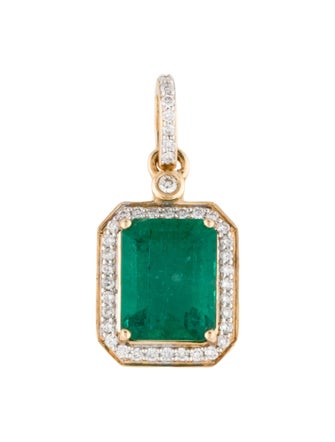 Pendant 14K 2.18ct Emerald & Diamond Pendant