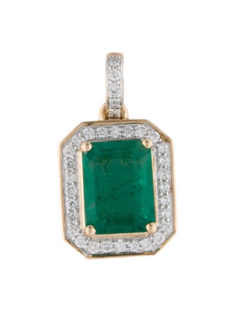 Pendant 14K 1.91ct Emerald & Diamond Pendant