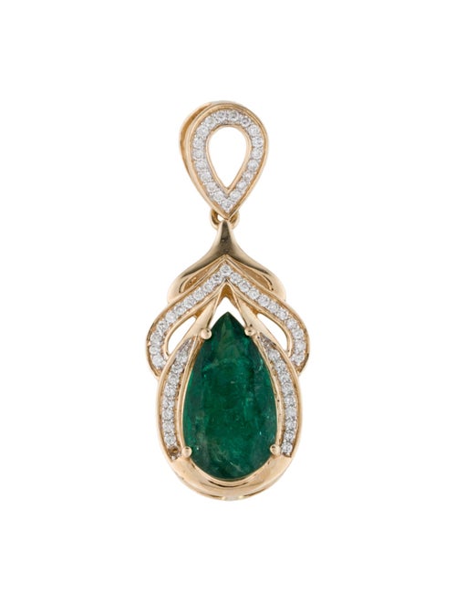 Pendant 14K 3.67ct Emerald & Diamond Pendant