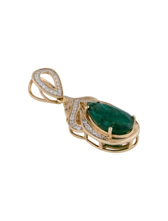 Pendant 14K 3.67ct Emerald & Diamond Pendant