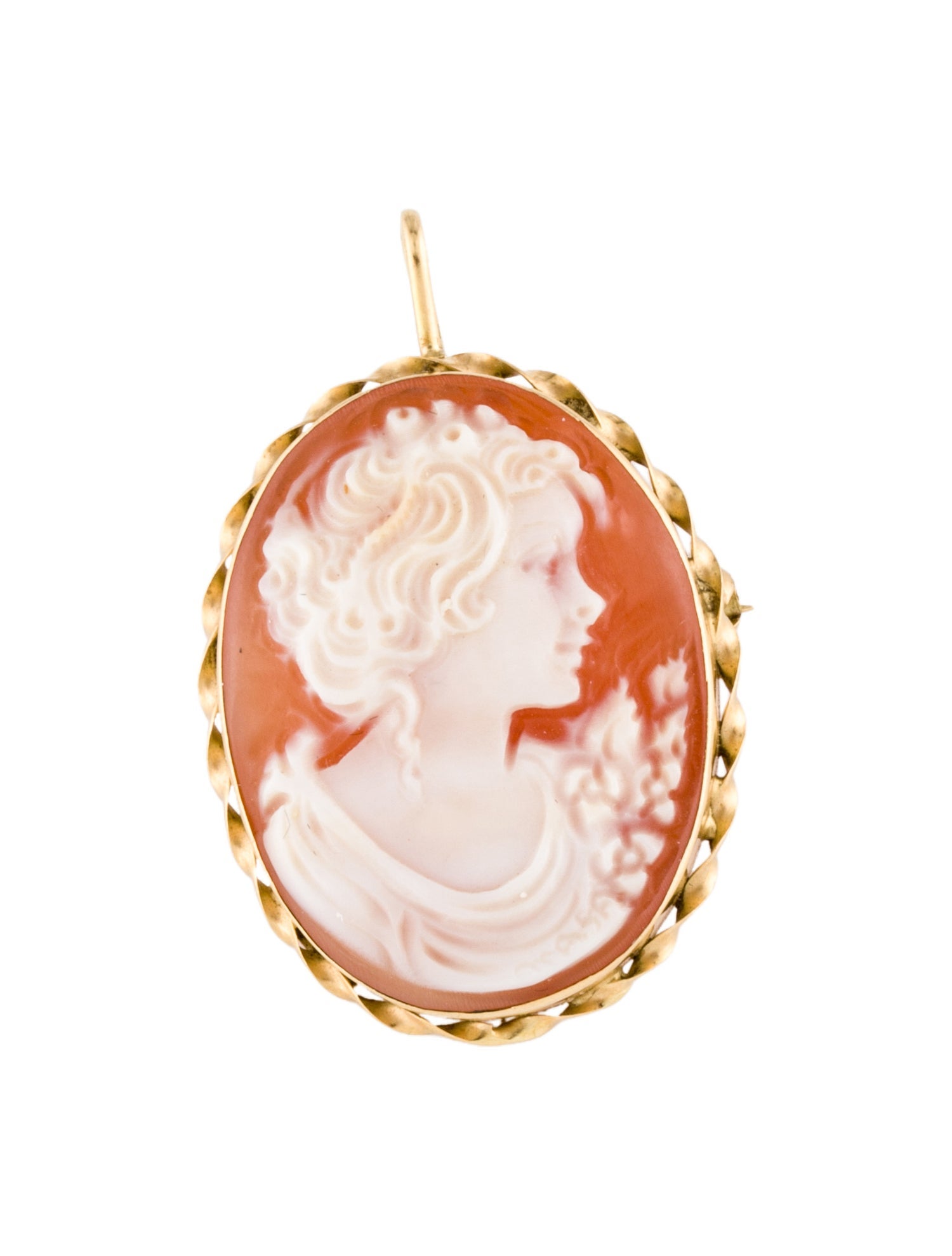 Pendant 18K Shell Cameo Convertible Brooch