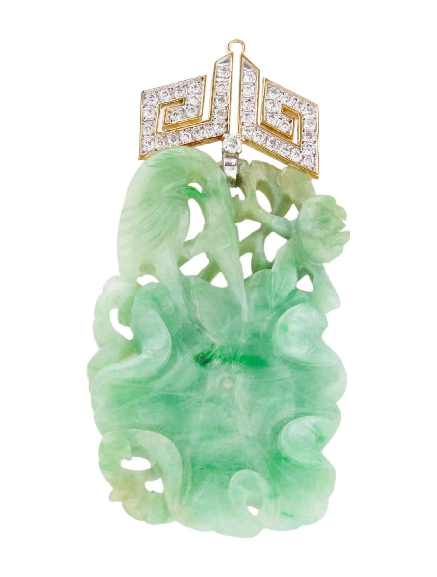 Pendant Jadeite & Diamond Carved