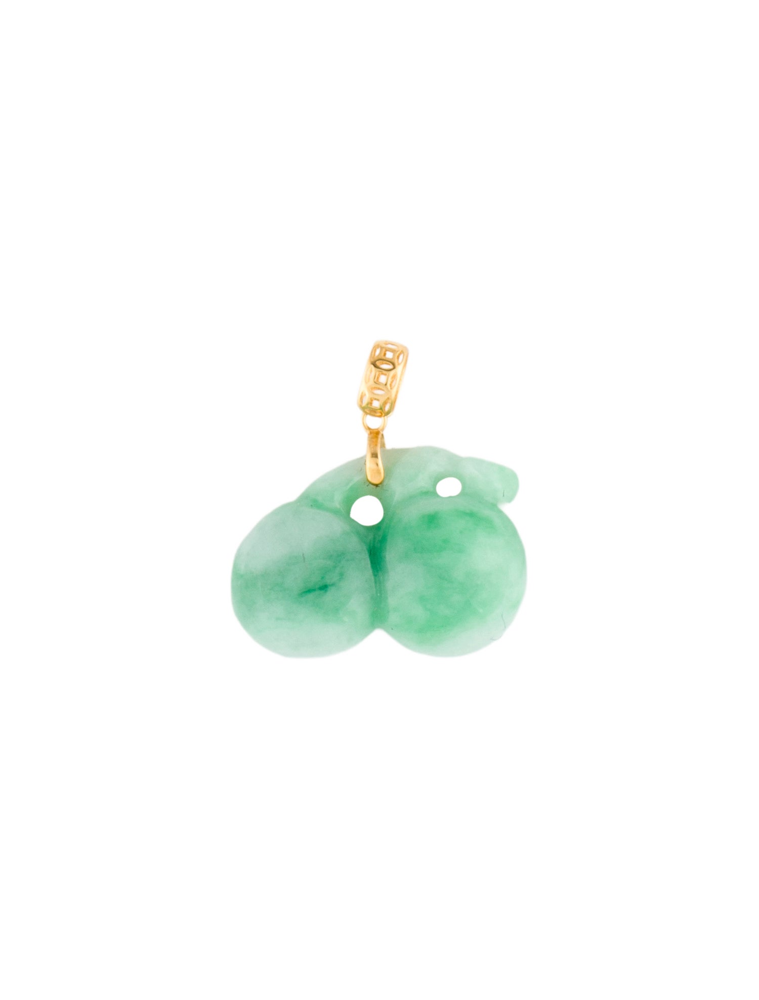 Pendant 18K Carved Jadeite Cherries