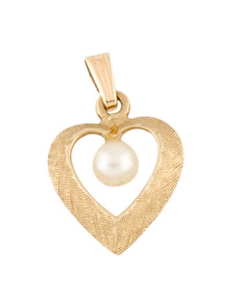 Pendant 14K Pearl Open Heart Charm