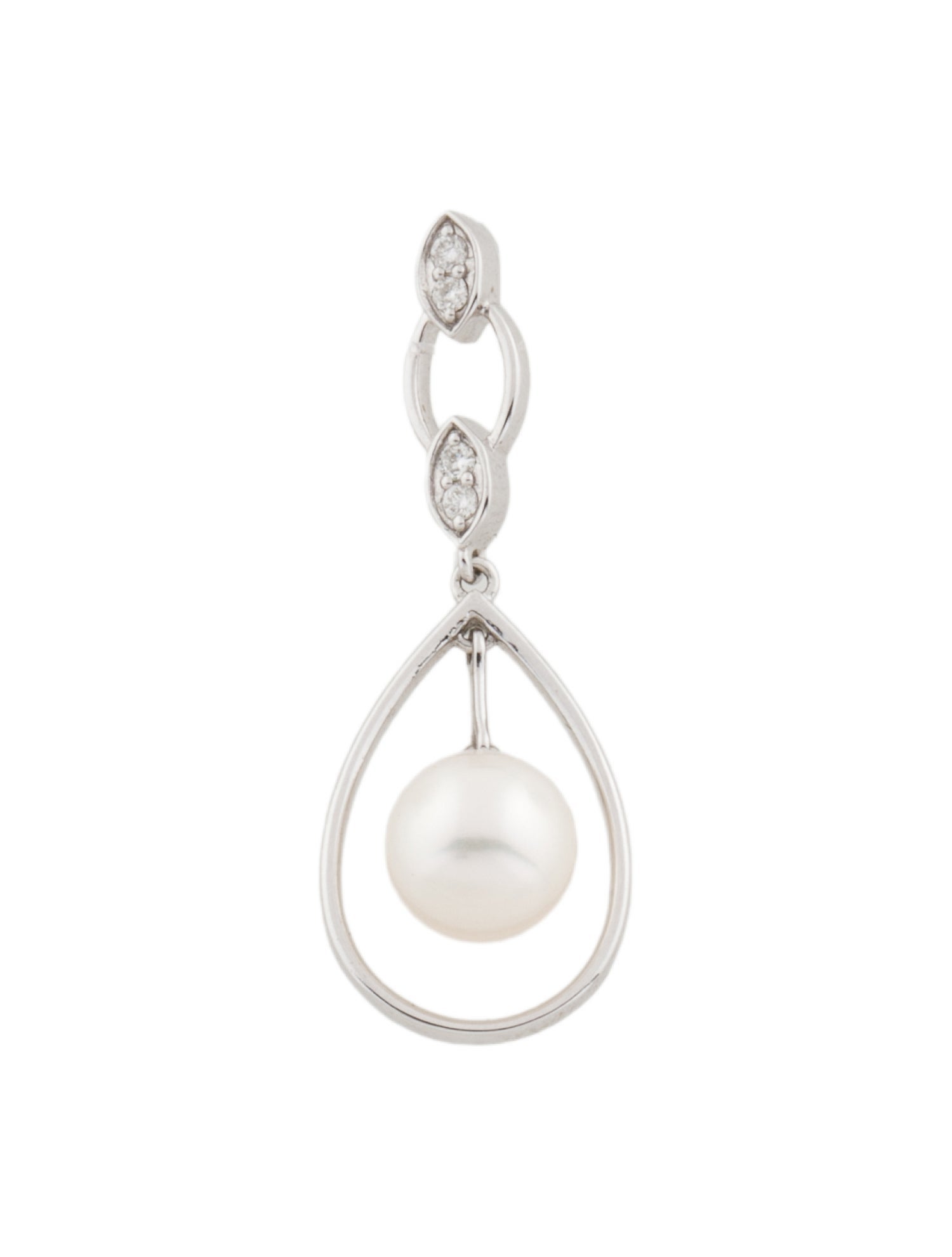 Pendant 14K Pearl & Diamond Open Teardrop