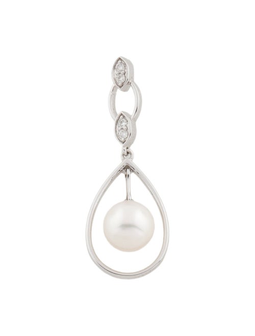 Pendant 14K Pearl & Diamond Open Teardrop