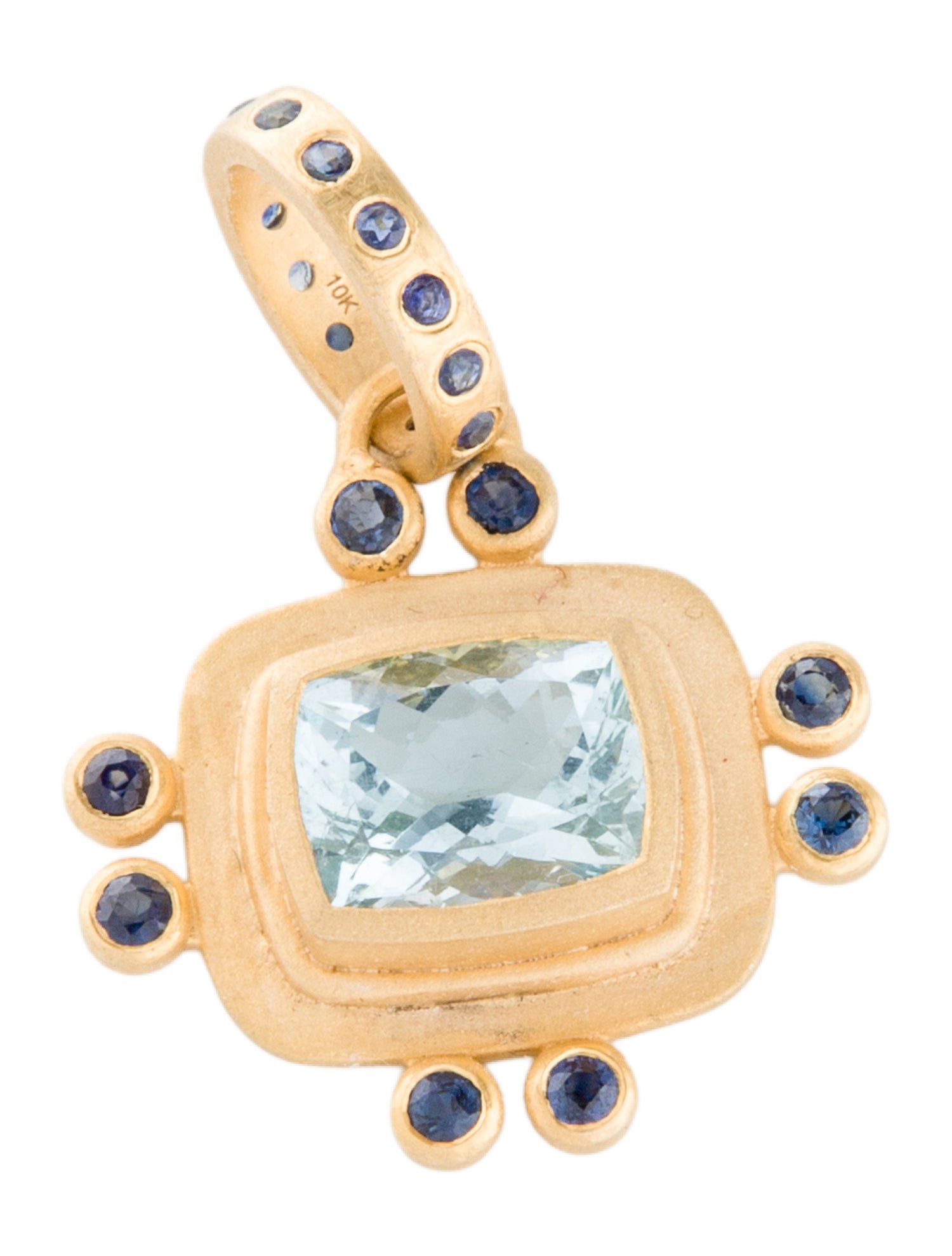 Pendant 10K 3.18ct Aquamarine & Sapphire